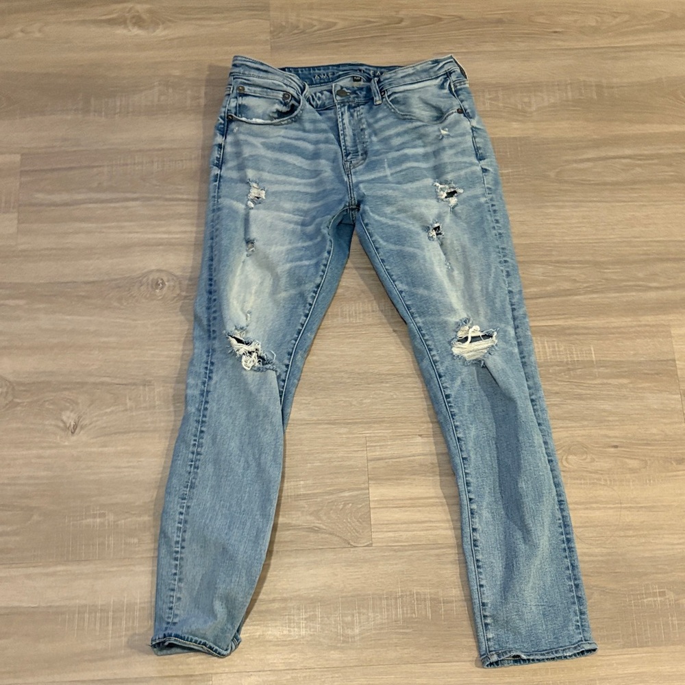 American Eagle Outfitters Light Blue Distressed “Flex” Jeans